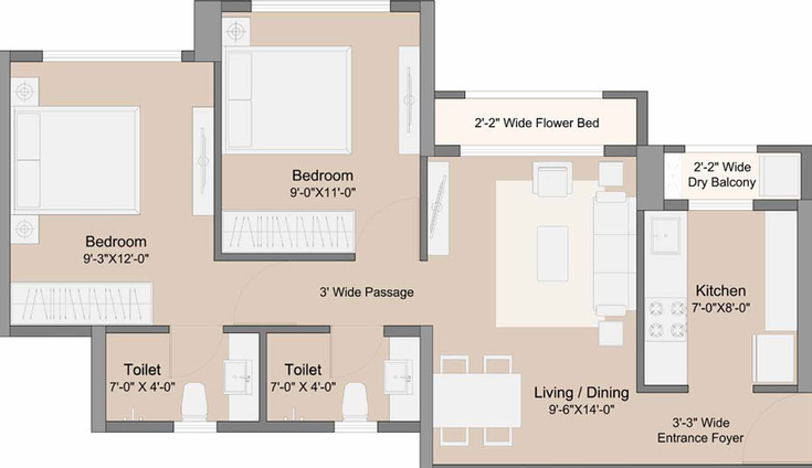 2 BHK Flat in Sunteck Maxx World in Naigaon East, Palghar - Image 435487