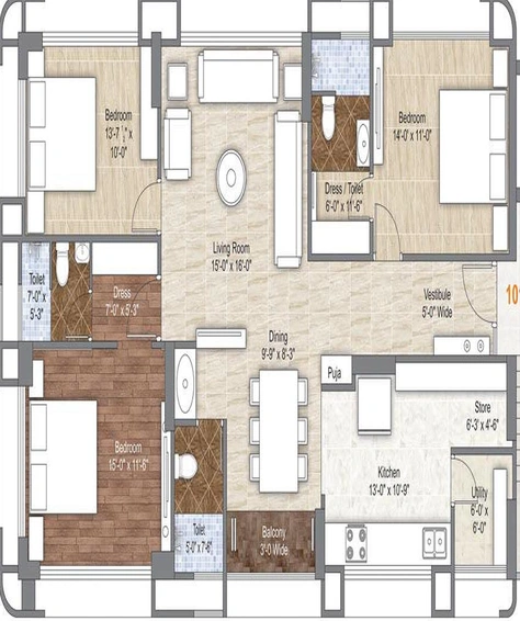 3 BHK Flat in Rameshwaram Devbhoomi in Vesu, Surat - Image 818804