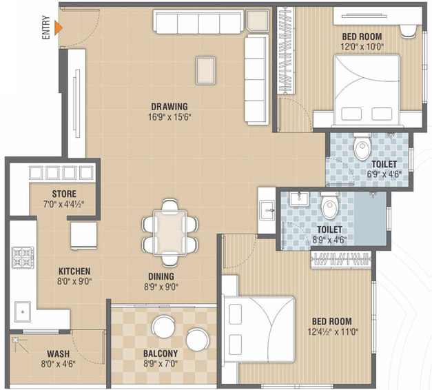 2 BHK Flat in ATJ Sarthak Serenity in Randesan, Gandhinagar - Image 680875