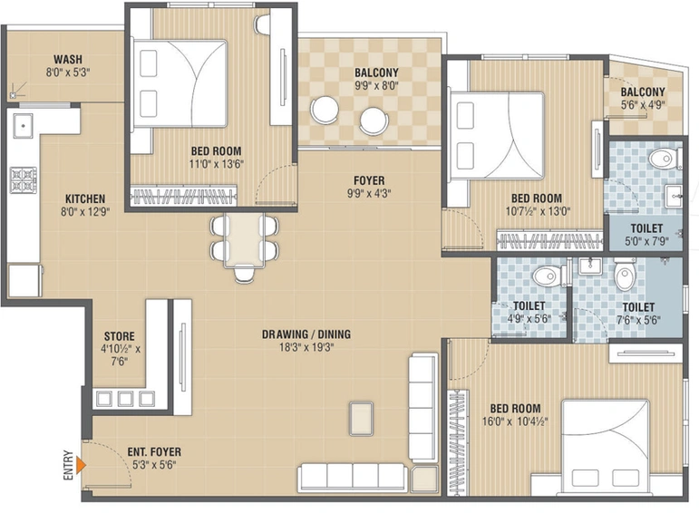 3 BHK Flat in ATJ Sarthak Serenity in Randesan, Gandhinagar - Image 680877