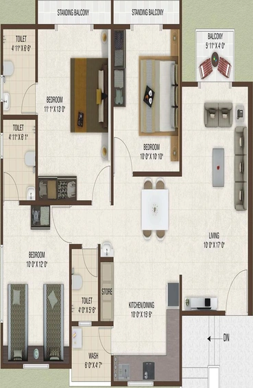 3 BHK Flat in Rajhans Platinum Residency in Palanpur, Surat - Image 818793