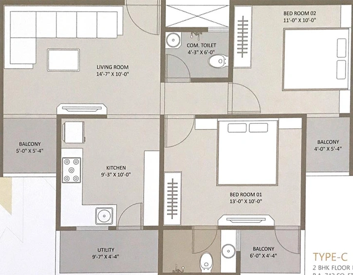 2 BHK Flat in Shree Siddhivinayak Maple Vista in Tandalja, Vadodara - Image 821536