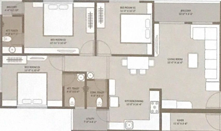 3 BHK Flat in Shree Siddhivinayak Maple Vista in Tandalja, Vadodara - Image 821537