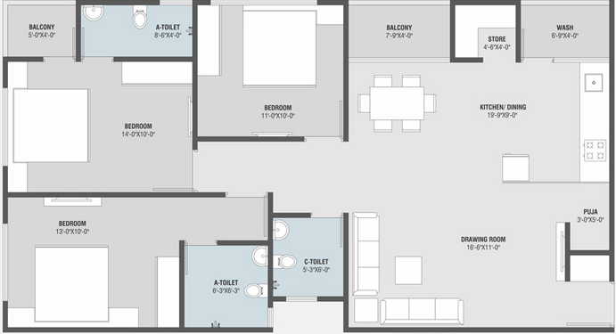 3 BHK Flat in RK Neelkanth Ocean in Vavol, Gandhinagar - Image 681218