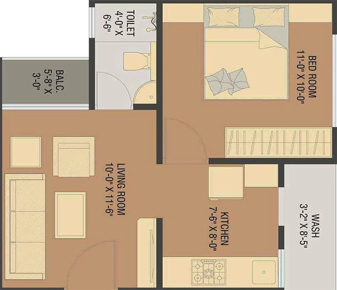 1 BHK Flat in Samarpan Apartments in Tarsali, Vadodara - Image 824075
