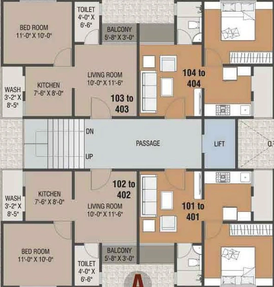 Floor Plan of Samarpan Apartments in Tarsali, Vadodara - Image 193741