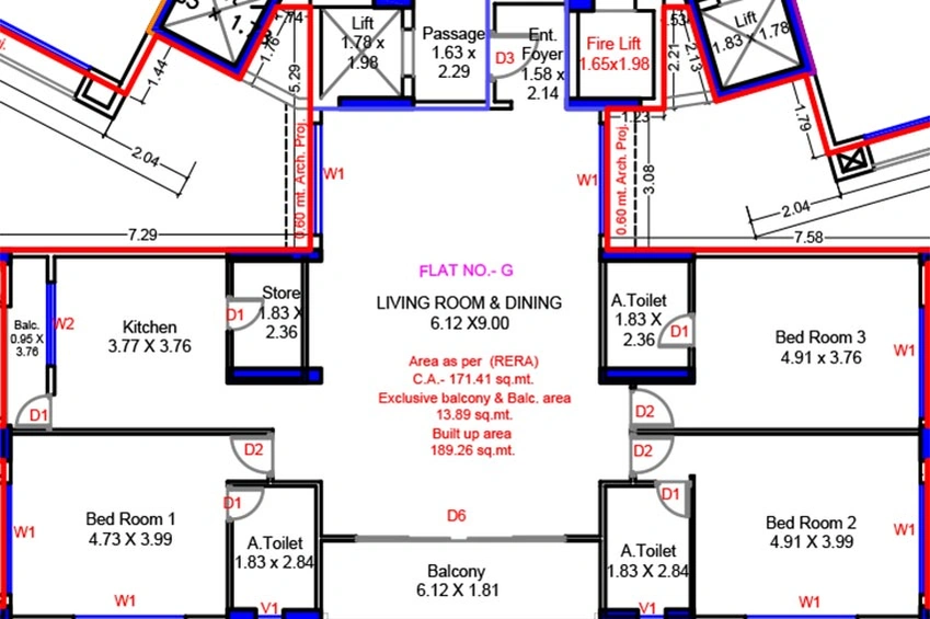 3 BHK Flat in Shilp Heavenly Heights in Athwa, Surat - Image 818231
