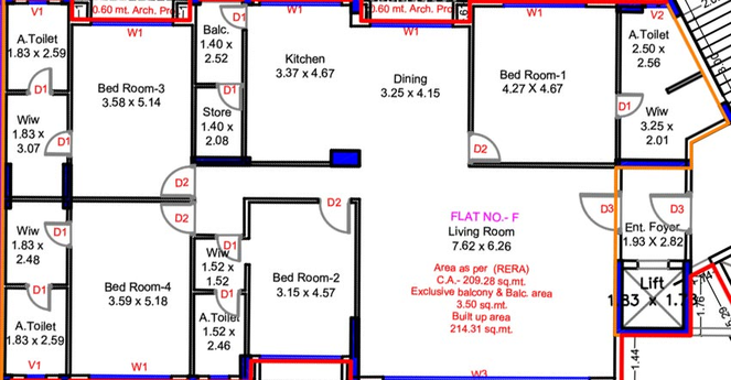 4 BHK Flat in Shilp Heavenly Heights in Athwa, Surat - Image 818232