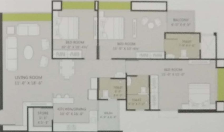 3 BHK Flat in Simandhar Hills in Pal, Surat - Image 819630