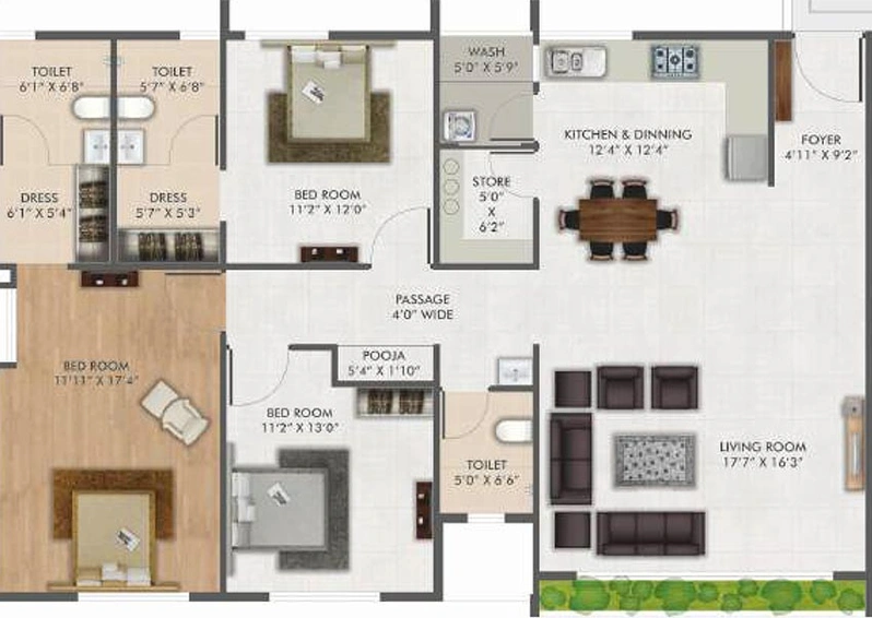 3 BHK Flat in Raj Green Poonyabhumi ABCF in Vesu, Surat - Image 818541