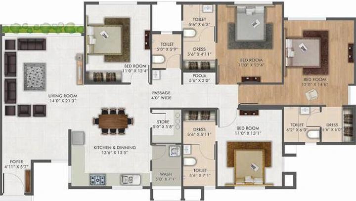 4 BHK Flat in Raj Green Poonyabhumi ABCF in Vesu, Surat - Image 818542