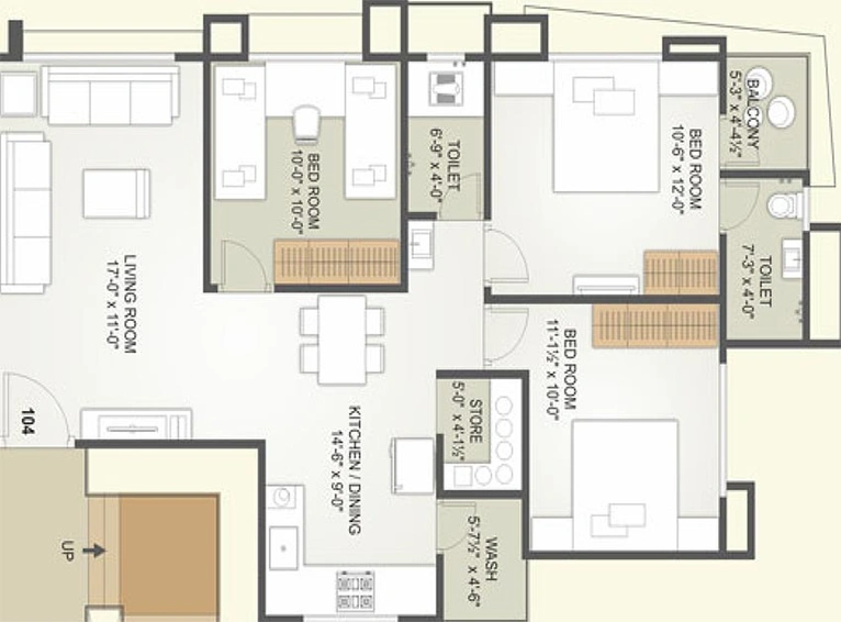 3 BHK Flat in Rameshwaram Greens in Althan, Surat - Image 818807