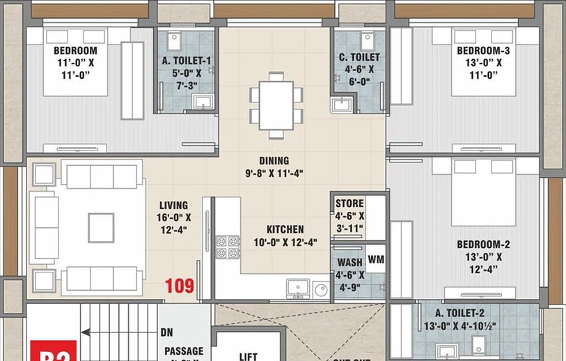 3 BHK Flat in Someshwar Shaligram Flats in Vesu, Surat - Image 819427