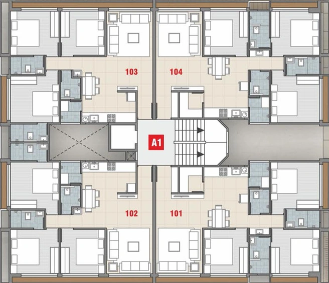 Floor Plan of Someshwar Shaligram Flats in Vesu, Surat - Image 178904