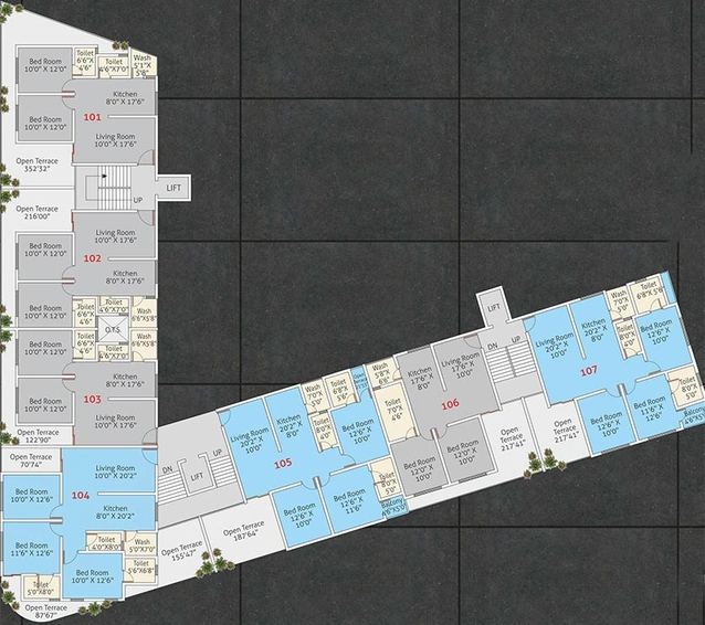 Floor Plan of Orbit Hyatt Residency in Tandalja, Vadodara - Image 186691