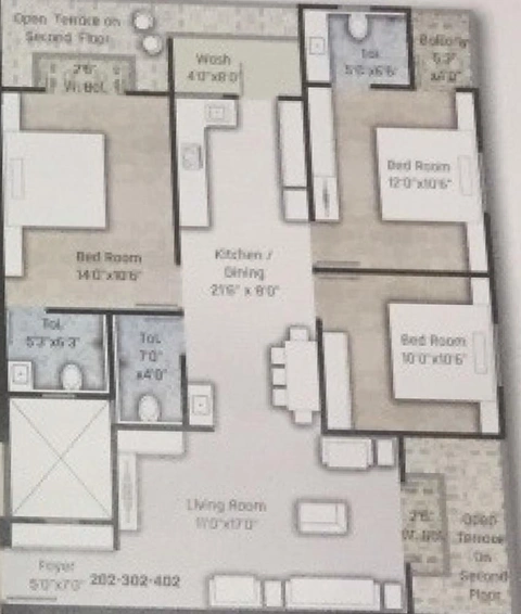 3 BHK Flat in Balaji Exotica in Chhani, Vadodara - Image 820864