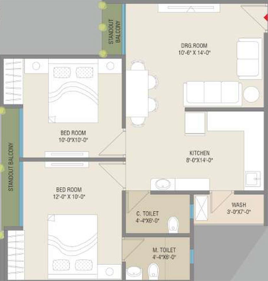 2 BHK Flat in Eshanya Skybreeze in Undera, Vadodara - Image 821193