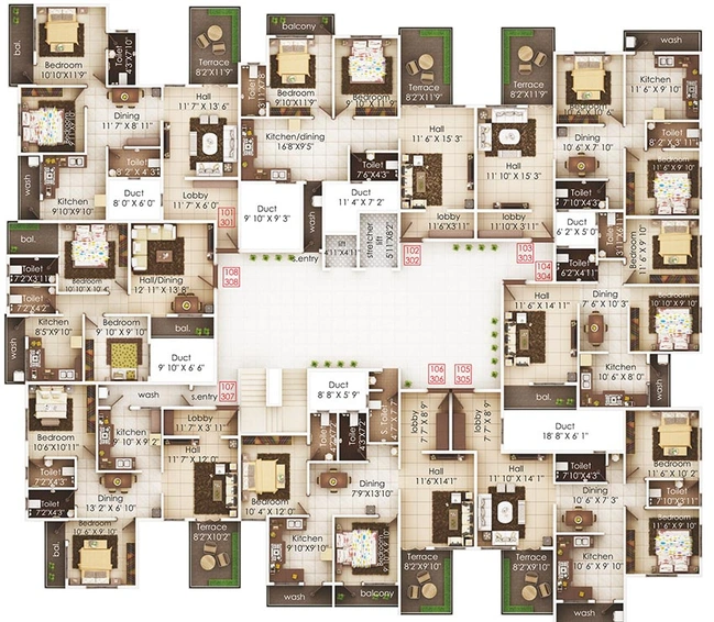 Floor Plan of Nirman Horizon in Manewada, Nagpur - Image 166549