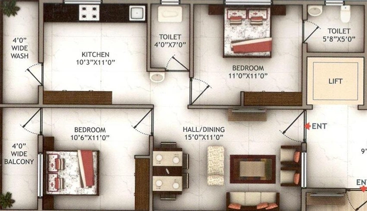 2 BHK Flat in Arjun Balaji Apartment in Somalwada, Nagpur - Image 815167
