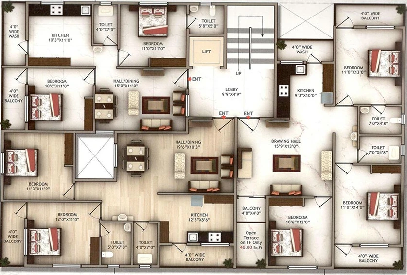 Floor Plan of Arjun Balaji Apartment in Somalwada, Nagpur - Image 166116