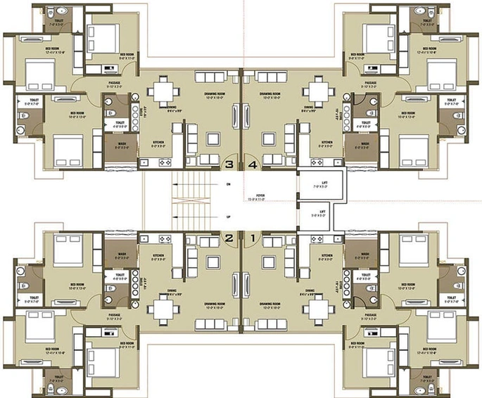 Floor Plan of Ganesh Malabar County in Tragad, Ahmedabad - Image 99193