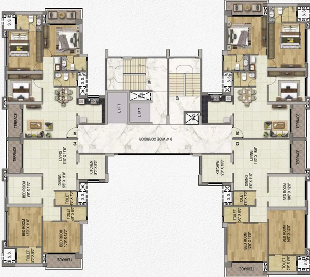 Floor Plan of Paradise Sai Aaradhya in Kharghar, Navi Mumbai - Image 98126