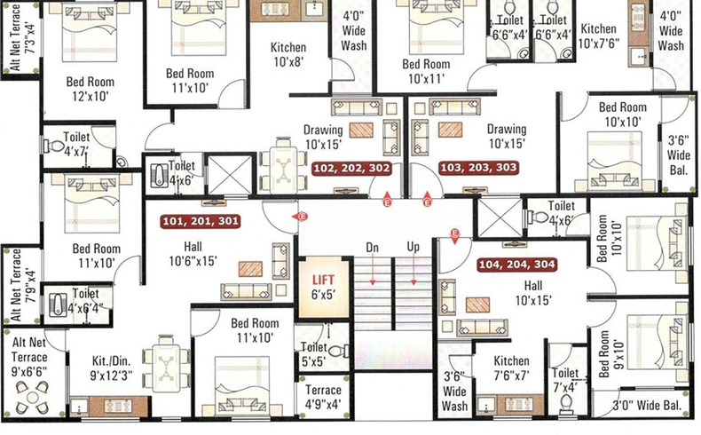 Floor Plan of Konark Indraprastha Residency in Wanadongri, Nagpur - Image 167064