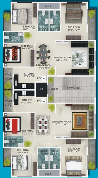 Floor Plan of Balaji Pearl in Trimurti Nagar, Nagpur - Image 164525