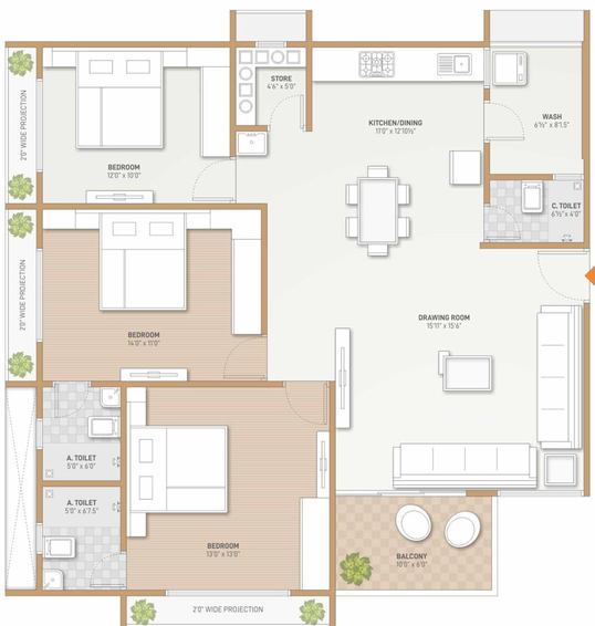 3 BHK Flat in Shree Ganesh Era in Sargasan, Gandhinagar - Image 682993