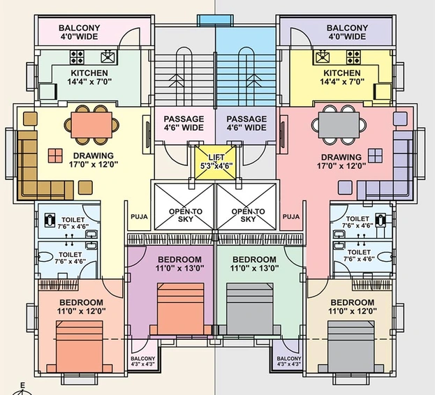 Floor Plan of Sri Nirmal Madhav Apartment 2 in Narendra Nagar, Nagpur - Image 166175