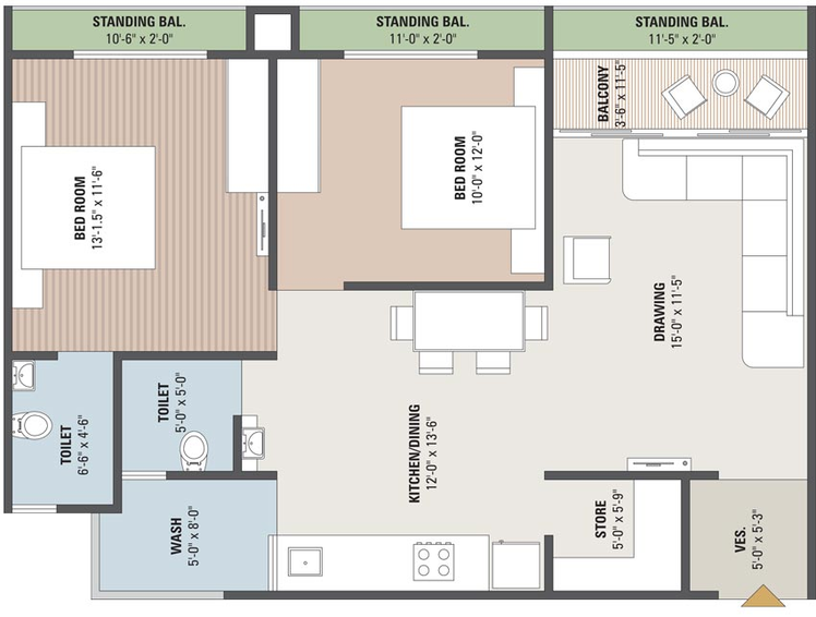 2 BHK Flat in Mahalakshmi Satvam Parklane in Sargasan, Gandhinagar - Image 683296
