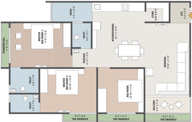3 BHK Flat in Mahalakshmi Satvam Parklane in Sargasan, Gandhinagar - Image 683297