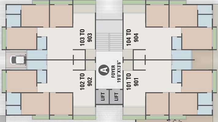 Floor Plan of Mahalakshmi Satvam Parklane in Sargasan, Gandhinagar - Image 99329