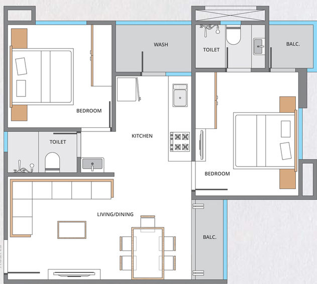 2 BHK Flat in Shree Siddhnath Paradise in Waghodia Road, Vadodara - Image 699465