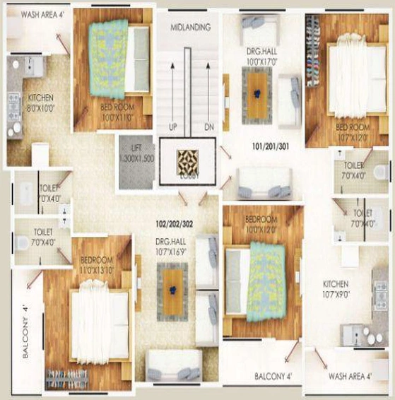 Floor Plan of Galaxy Mansion 8 in Manewada, Nagpur - Image 164561