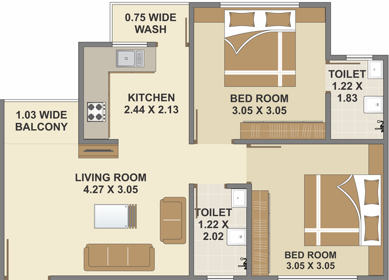 2 BHK Flat in Aarya Enclave in Atladara, Vadodara - Image 683644
