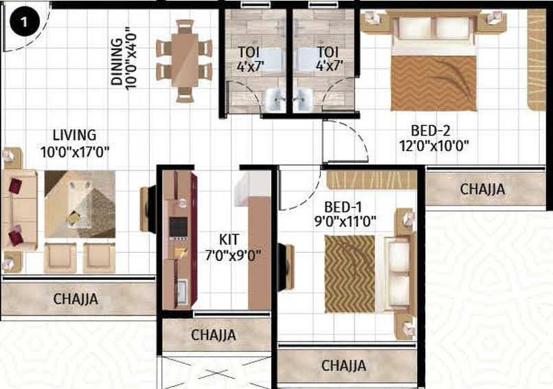 2 BHK Flat in Kasturi Damodarpriya in Kharghar, Navi Mumbai - Image 465545