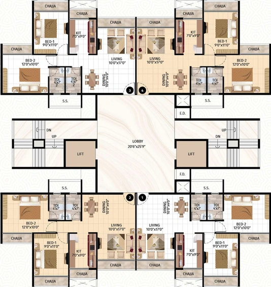 Floor Plan of Kasturi Damodarpriya in Kharghar, Navi Mumbai - Image 35350