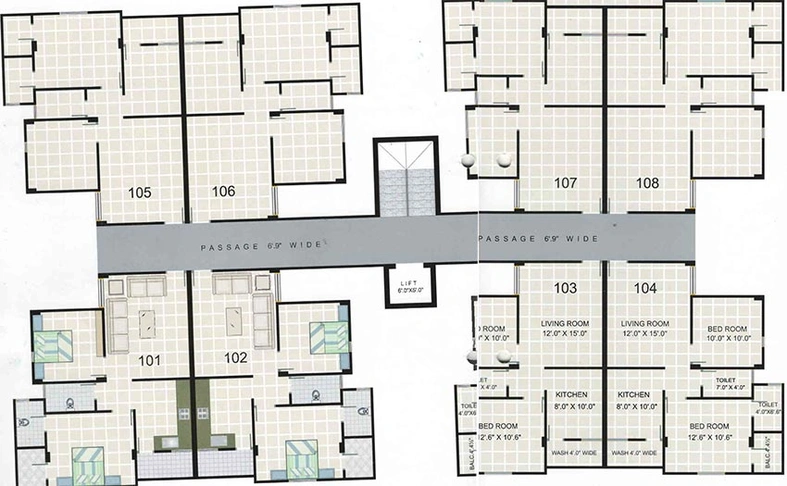 Floor Plan of Meridian Indralok Apartment in Maneja, Vadodara - Image 186075