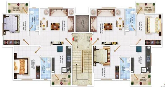 Floor Plan of Siddhivinayak Ganraj 5 Residency in Zingabai Takli, Nagpur - Image 166054