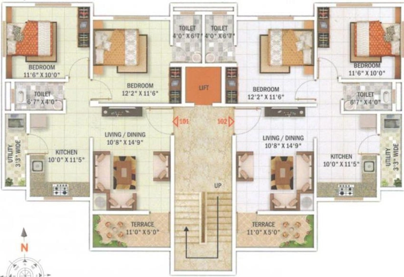 Floor Plan of Purnima Nikunj Classic 1 in KT Nagar, Nagpur - Image 165517