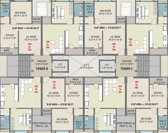 Floor Plan of Aadi Mannat Heights in Tandalja, Vadodara - Image 185800