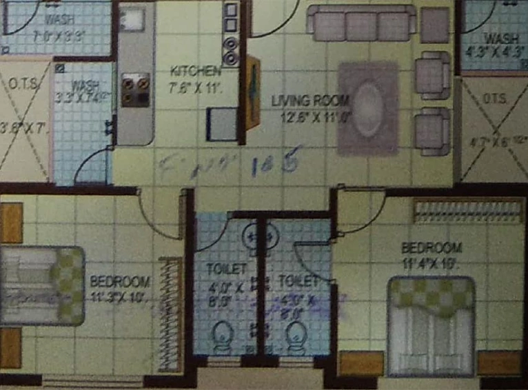 2 BHK Flat in Aadhyashakti Ambe Villa in Wadi, Vadodara - Image 820562