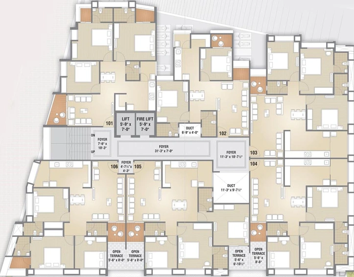 Floor Plan of Panchshil Pearl in Usmanpura, Ahmedabad - Image 99860