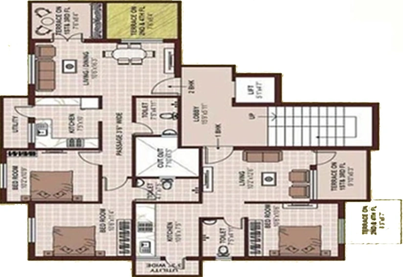 Floor Plan of Pushkars Spring Garden in Hingna Road, Nagpur - Image 165682