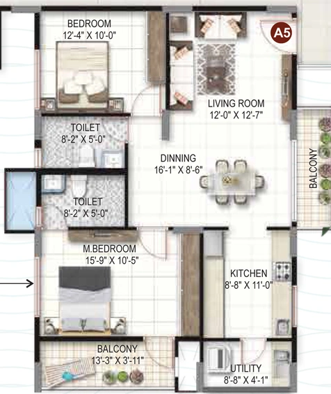 2 BHK Flat in Green Edge Royal View in Whitefield, Bangalore - Image 686127