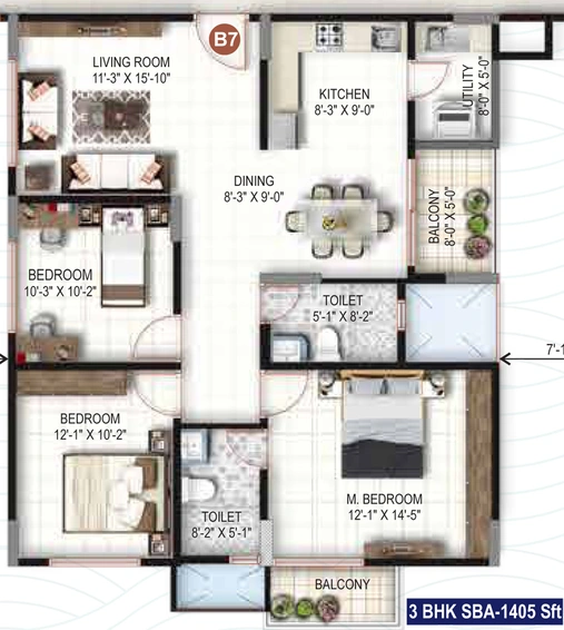 3 BHK Flat in Green Edge Royal View in Whitefield, Bangalore - Image 686128