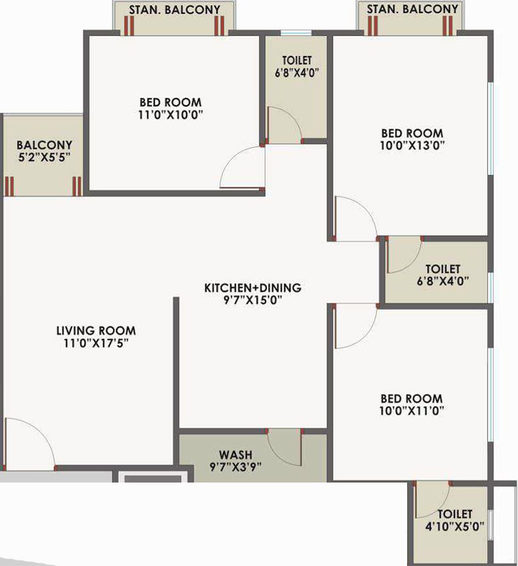 3 BHK Flat in Samanvay Saptarshi in Manjalpur, Vadodara - Image 823975
