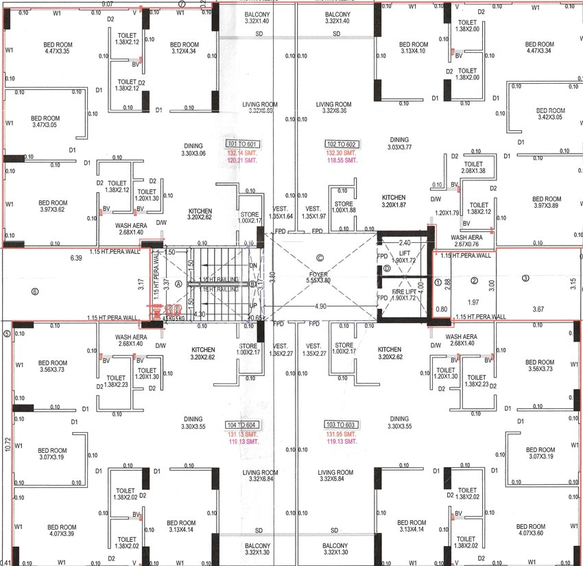 Floor Plan of Shree Rupal Appartment in Navrangpura, Ahmedabad - Image 100841