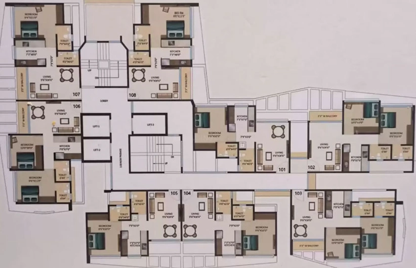Floor Plan of Evershine Pearl Garden in Vasai West, Palghar - Image 18828